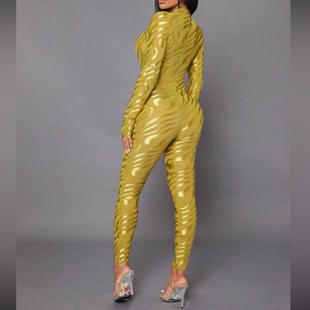 SHEIN SXY Mock Neck Mesh Unitard Jumpsuit size XS NWT - Picture 4 of 10